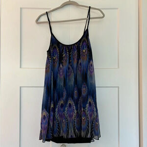 Three Eighty Two Women’s Peacock Print Tank Flowy Dress Size M